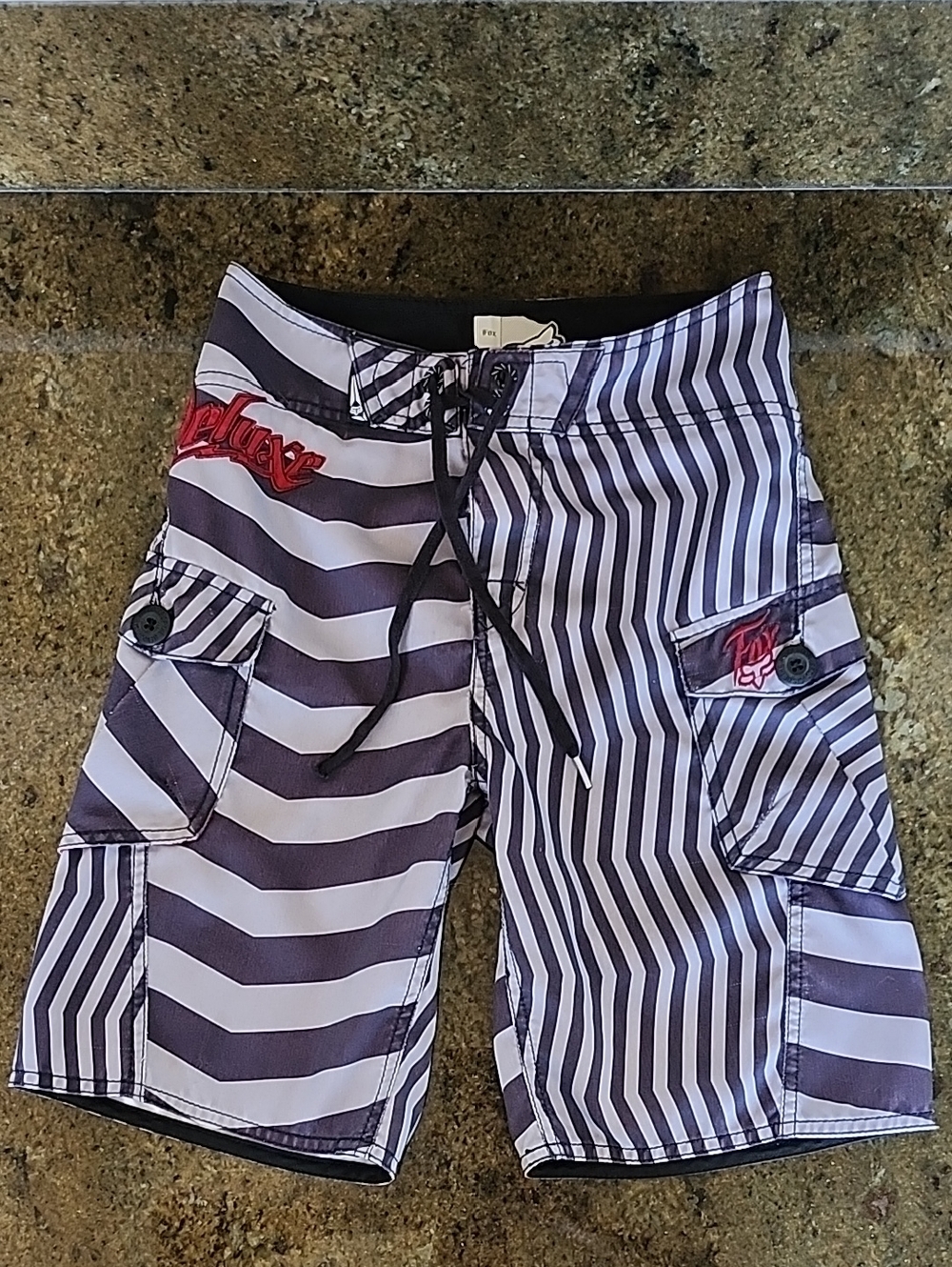 Fox Racing Deluxe Board Shorts Swim Trunks with Embroidered Logos - Youth 10
